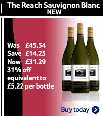 The Reach Sauvignon Blanc NEW Was £45.54 Save £14.25 Now £31.29 31% off equivalent to £5.22 per bottle