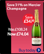 Save 31% on Mercier Champagne Was £108.24 Now £74.04 Save £34.20 Buy today