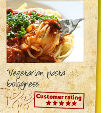 Vegetarian pasta bolognese - Customer rating *****