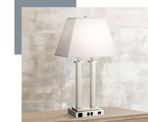 Possini Euro Amity Desk Lamp with USB Port and Outlet