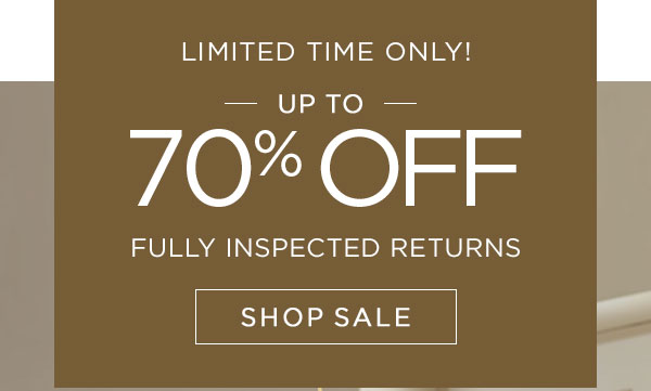 Limited Time Only! - Up To 70% Off - Fully Inspected Returns - Shop Sale - Ends 2/4