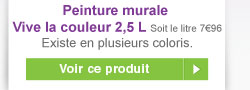 Peinture murale Vive la couleur 2,5L. Existe en plusieurs coloris