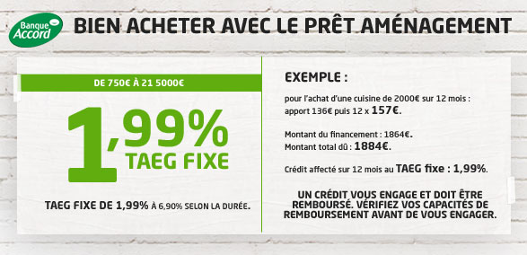 Bien acheter avec le prêt aménagement. 1,99% TAEG fixe