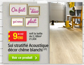 Sol stratifié Acoustique décor chêne blanchi