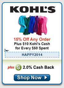 Kohl's - 15% Off Any Order 2% CB
