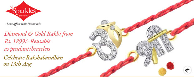 Shop Now Sparkles Diamond & Gold Rakhi